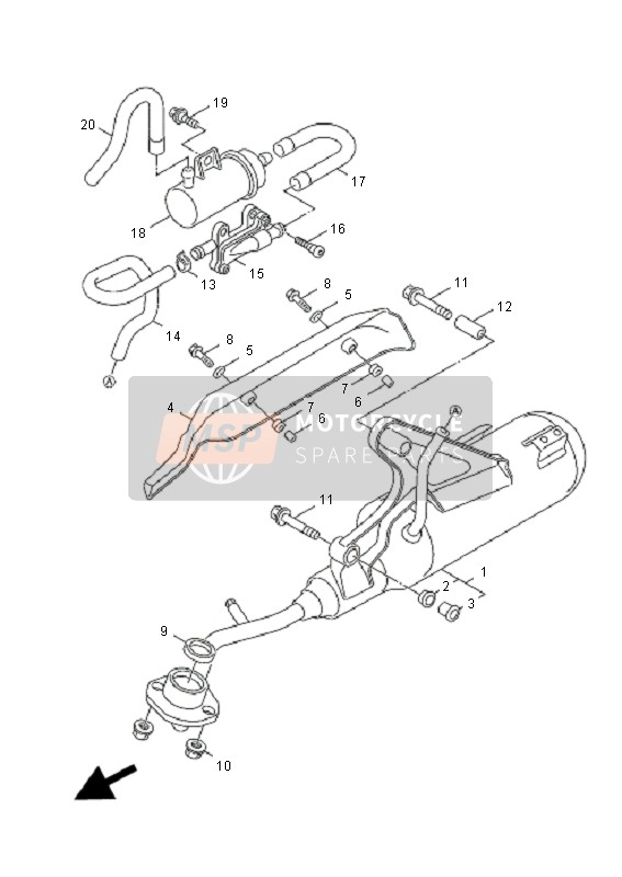 Yamaha XF50E 4T GIGGLE 2008 Exhaust for a 2008 Yamaha XF50E 4T GIGGLE